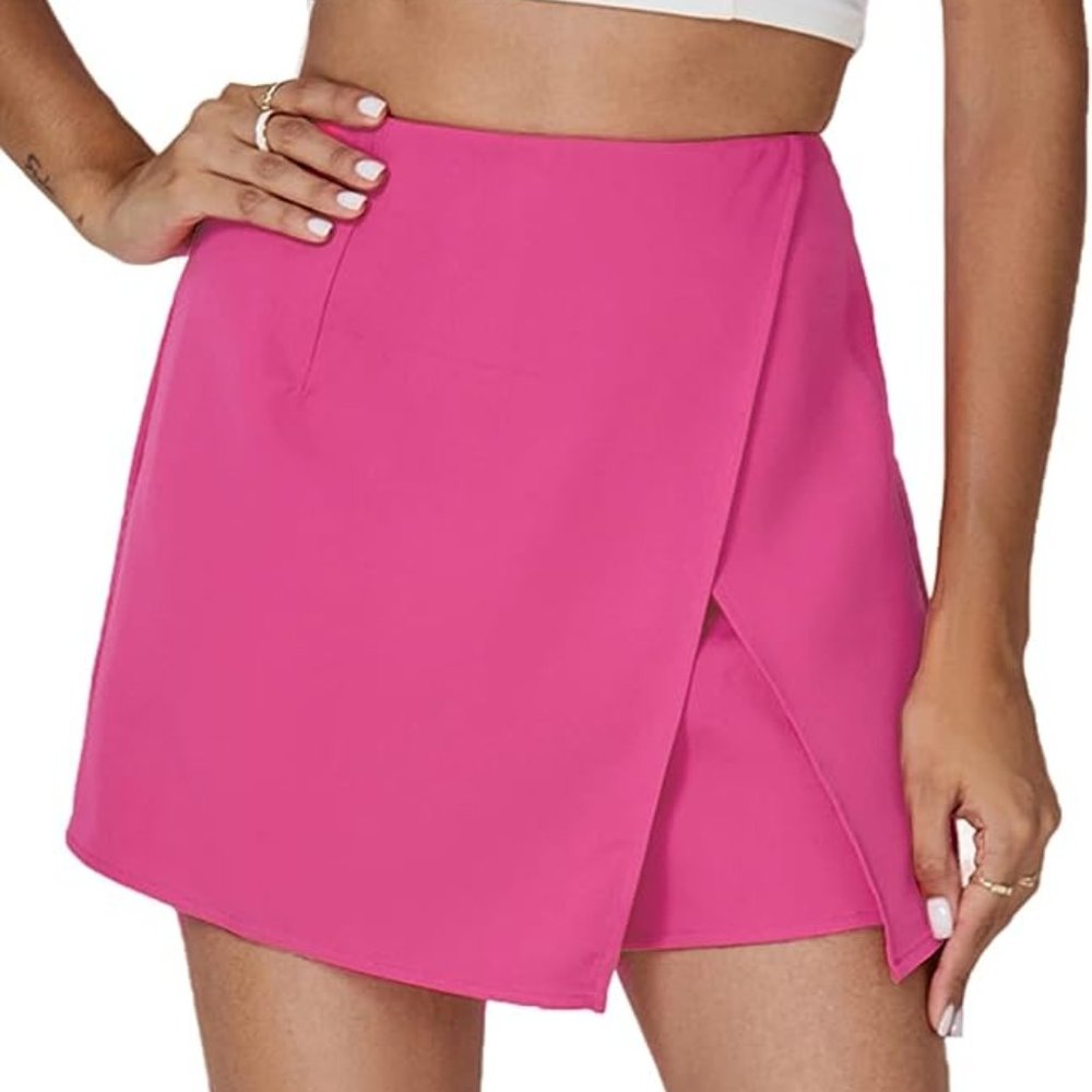Umenlele Women's High Waist Wrap Side Split Bodycon Zipper Short Mini Skirt